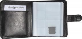 img 2 attached to 64 Держатель для визитных карточек Органайзер для книг - Wisdompro Premium PU Кожаный бумажник с именем Credit ID Case с магнитной крышкой и 14 маленькими ячейками для карт памяти