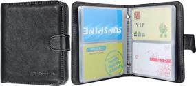 img 3 attached to 64 Держатель для визитных карточек Органайзер для книг - Wisdompro Premium PU Кожаный бумажник с именем Credit ID Case с магнитной крышкой и 14 маленькими ячейками для карт памяти