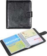 64 business card holder book organizer - wisdompro premium pu leather wallet name credit id case with magnetic shut & 14 small cells for memory cards logo