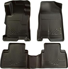 img 4 attached to Husky Liners Weatherbeater Series Front and 2nd Seat Floor Liners in Black, 98411, Designed for 2006-2011 Honda Civic 4D (3 Pieces)