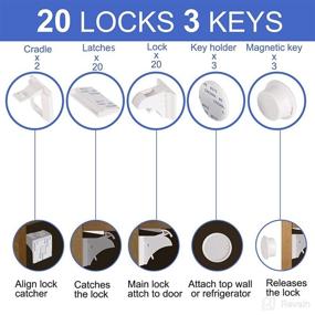 img 3 attached to 🔒 Secure 20 Pack Baby Proofing Magnetic Cabinet Locks – Child Proof Safety Latches for Cupboard Drawer Kitchen Door, Easy & Invisible Installation Without Screws – Ideal for Toddlers & Kids