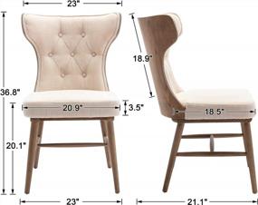 img 2 attached to Farmhouse Style Tufted Wingback Dining Chairs Set Of 4 In Driftwood Cream With Wooden Legs - Ideal Antique Upholstered Accent Chairs For Kitchen And Living Room