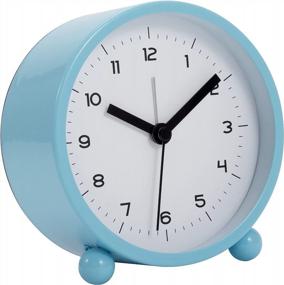img 1 attached to Foxtop Analog Alarm Clock 4 Inch, Battery Operated Non-Ticking Silent Small Desk Clock With Night Light Tabletop Clock For Shelf Bedside Desk Bedroom (Blue)