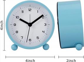 img 2 attached to Foxtop Analog Alarm Clock 4 Inch, Battery Operated Non-Ticking Silent Small Desk Clock With Night Light Tabletop Clock For Shelf Bedside Desk Bedroom (Blue)
