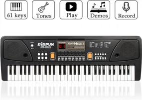 img 3 attached to Многофункциональное электрическое пианино с 61 клавишей для детей - развивающие музыкальные инструменты, игрушки для мальчиков и девочек - идеально подходит для раннего обучения и развития