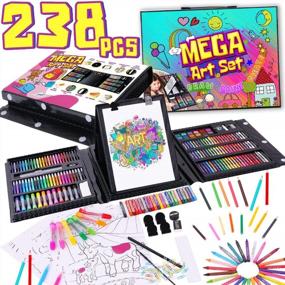 img 4 attached to Dinonano Art Set For Kids - 238 Piece School Supplies Kit With Paint Makers, Sketch Pad, And Easel - Perfect For Boys And Girls Ages 3-12