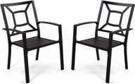 phi villa 300lbs stackable wrought iron outdoor patio bistro chairs with armrest for garden,backyard, black - 2 packs logo