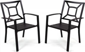 img 4 attached to PHI VILLA 300Lbs Stackable Wrought Iron Outdoor Patio Bistro Chairs With Armrest For Garden,Backyard, Black - 2 Packs