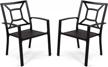 phi villa 300lbs stackable wrought iron outdoor patio bistro chairs with armrest for garden,backyard, black - 2 packs logo