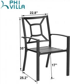 img 2 attached to PHI VILLA 300Lbs Stackable Wrought Iron Outdoor Patio Bistro Chairs With Armrest For Garden,Backyard, Black - 2 Packs
