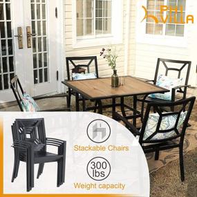 img 1 attached to PHI VILLA 300Lbs Stackable Wrought Iron Outdoor Patio Bistro Chairs With Armrest For Garden,Backyard, Black - 2 Packs