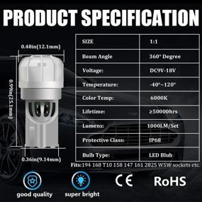 img 3 attached to 🚗 Enhance Your Car's Lighting with 194 LED Bulbs Red T10 2825 W5W 168 Light Bulbs Red 3020 3SMD LED Car Bulbs