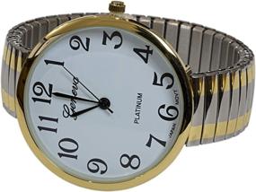 img 2 attached to 🕰️ Large Face 2Tone Geneva Stretch Band Women's Watch