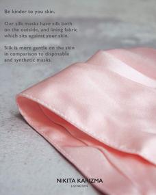 img 2 attached to Дизайнерская розовая шелковая маска для лица для женщин - Роскошная шелковая маска 19 Momme Mulberry для модной и удобной защиты
