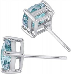 img 2 attached to Chic And Classic: 14K White Gold Aquamarine Stud Earrings With 1.50 Carat Total Weight.