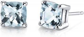 img 4 attached to Chic And Classic: 14K White Gold Aquamarine Stud Earrings With 1.50 Carat Total Weight.