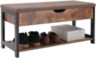 rustic brown storage bench with padded seat and shoe rack - perfect for entryway, mudroom, hallway, bedroom, and christmas gifts - lift top shoe bench with storage chest from usikey логотип