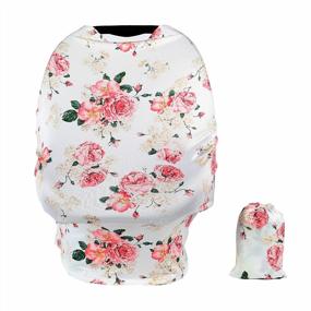 img 4 attached to TUOKING Car Seat Covers For Babies, Silky Nursing Cover For Breastfeeding, Matching Storage Bag (Peony-White)