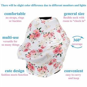 img 3 attached to TUOKING Car Seat Covers For Babies, Silky Nursing Cover For Breastfeeding, Matching Storage Bag (Peony-White)