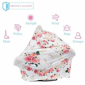 img 2 attached to TUOKING Car Seat Covers For Babies, Silky Nursing Cover For Breastfeeding, Matching Storage Bag (Peony-White)