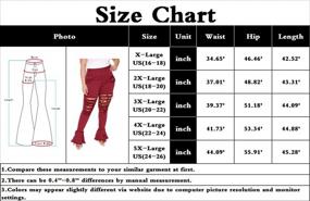 img 1 attached to Plus Size Women'S Ripped Bell Bottom Jeans With Elastic Waist, Flared Jean Pants 5XL