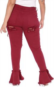 img 3 attached to Plus Size Women'S Ripped Bell Bottom Jeans With Elastic Waist, Flared Jean Pants 5XL