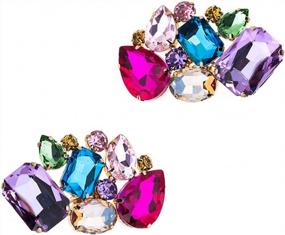 img 3 attached to Set Of 2 Multicolored Crystal Shoe Clips With Rhinestones - Removable And Decorative Shoe Buckles For Women