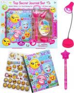 emoji sticker journal kit for tween girls gift with invisible ink pen stationery set, kids children's diary & booklight ages 8-12 логотип