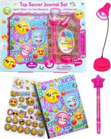 img 4 attached to Emoji Sticker Journal Kit For Tween Girls Gift With Invisible Ink Pen Stationery Set, Kids Children'S Diary & Booklight Ages 8-12
