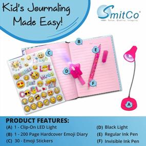 img 3 attached to Emoji Sticker Journal Kit For Tween Girls Gift With Invisible Ink Pen Stationery Set, Kids Children'S Diary & Booklight Ages 8-12