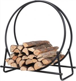 img 4 attached to PHI VILLA 30 Inch Log Hoop Firewood Rack Curved Fireplace Wood Storage Holder Wood Stove Accessories,Indoor/Outdoor Heavy Duty Iron Black