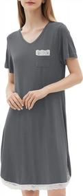 img 3 attached to Breathe Easy In Our Women'S Bamboo Sleep Shirt – Cooling Short Sleeve Nightgown
