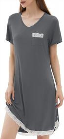 img 4 attached to Breathe Easy In Our Women'S Bamboo Sleep Shirt – Cooling Short Sleeve Nightgown