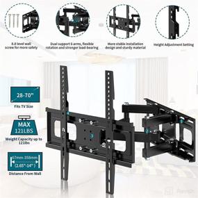 img 3 attached to 🖥️ Full Motion TV Wall Mount for Flat & Curved TVs, 28-70 Inch Up to 121 lbs, JUSTSTONE Heavy Duty Articulating Arm with Swivel Tilt Extend, Max VESA 400x400mm, Compatible with LED LCD OLED, etc.