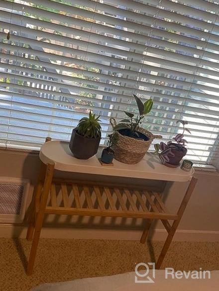 img 1 attached to Breathe Easier With The Wisuce Bamboo Indoor 2 Tier Plant Stand - Perfect For Multiple Plants And Window Displays! review by Payton Stovall