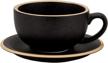 coffeezone vintage design 12 oz ceramic latte art cappuccino barista cup with saucer (rough black) logo