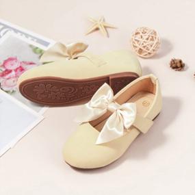 img 1 attached to Adorable Vintage Mary Jane Ballet Flats For Little Girls With Pearl Flowers And Bowknots