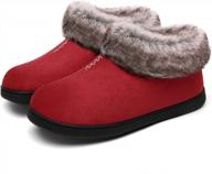 mishansha women's memory foam suede moccasin slippers: cozy winter warmth with fleece lining, anti-skid rubber sole logo