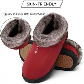 img 2 attached to Mishansha Women's Memory Foam Suede Moccasin Slippers: Cozy Winter Warmth with Fleece Lining, Anti-Skid Rubber Sole