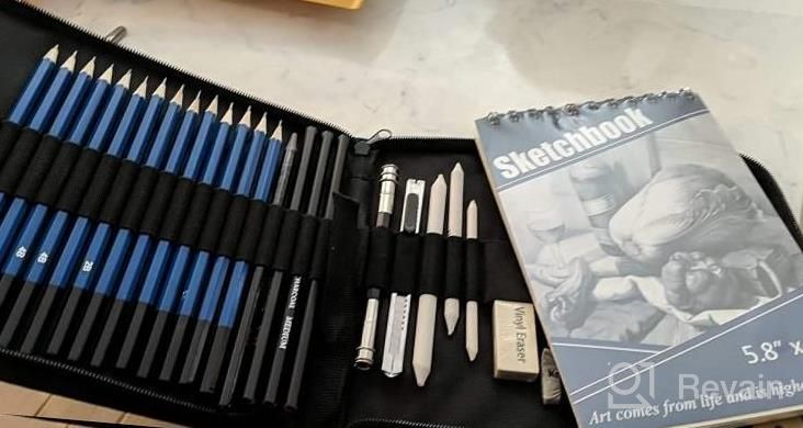 img 1 attached to 35-Piece Sketching Art Set With ADAXI Drawing Pencils, Sketch Book, And Graphite Charcoal Sticks Tool In Zipper Case - Professional Drawing Kit For Adults And Kids, All In One Case With 50 Pages review by Robert Hardin