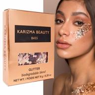 karizma beauty rose gold bio glitter: 10g chunky eco-friendly festival face glitter, biodegradable and sustainable logo