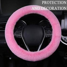 img 2 attached to 6Pcs Fluffy Steering Wheel Covers Sets Interior Accessories