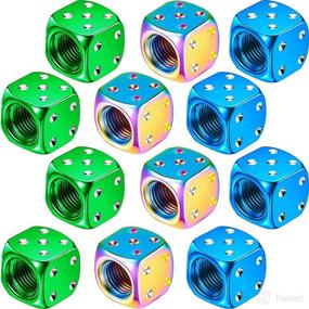 img 4 attached to Colorful Aluminum Dice Valve Stem Caps for Cars, Motorcycles, and Bicycles - Set of 12