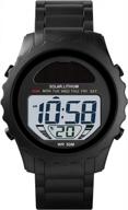 waterproof solar digital sports watch for men - casual army watch with luminous display, stopwatch, and alarm logo