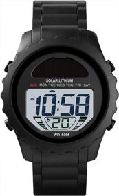 img 4 attached to Waterproof Solar Digital Sports Watch For Men - Casual Army Watch With Luminous Display, Stopwatch, And Alarm