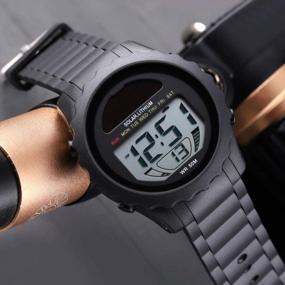 img 1 attached to Водонепроницаемые солнечные цифровые спортивные часы для мужчин - повседневные армейские часы со светящимся дисплеем, секундомером и будильником