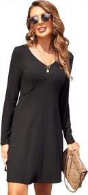 img 4 attached to Women'S V Neck Long Sleeve Party Casual Skater Dress By Newchoice - Perfect For Any Occasion!