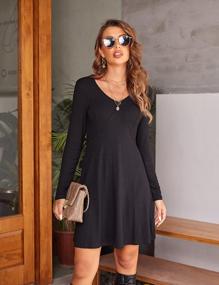 img 3 attached to Women'S V Neck Long Sleeve Party Casual Skater Dress By Newchoice - Perfect For Any Occasion!