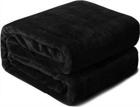 img 4 attached to Cozy Up With EIUE'S Lightweight Flannel Fleece Blanket In Coal Black - Twin Size, 60X80 Inches