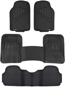 img 4 attached to 🚚 Motor Trend FlexTough Rubber Floor Mats & Liners Mega Truck/SUV Combo: Heavy Duty, Odorless, and Black